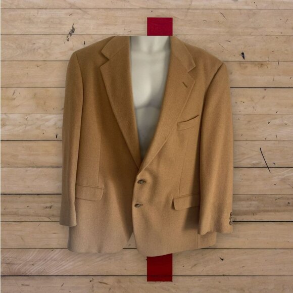 Wimbledon By Racquet Club Men's  Blazer Beige Camel Hair Lined Notch sz. 46r - Picture 2 of 11